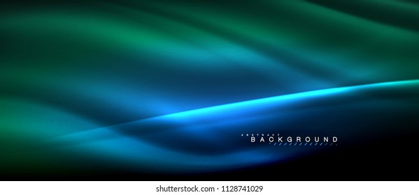 Neon glowing lines, magic energy space light concept, abstract background wallpaper design, vector illustration