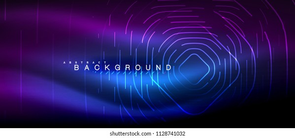Neon glowing lines, magic energy space light concept, abstract background wallpaper design, vector illustration