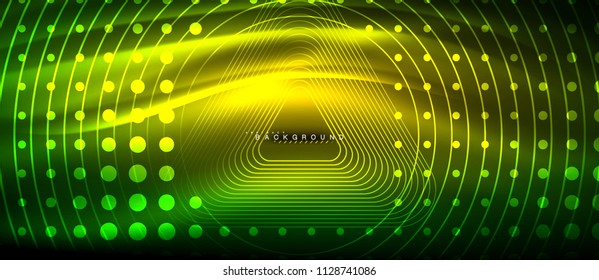 Neon glowing lines, magic energy space light concept, abstract background wallpaper design, vector illustration