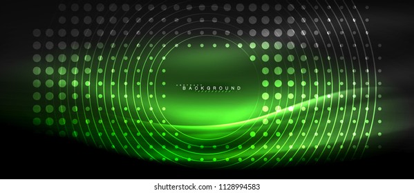 Neonleuchtende Linien, magisches Energieraum-Lichtkonzept, abstrakter Hintergrund, Tapete-Design, Vektorgrafik