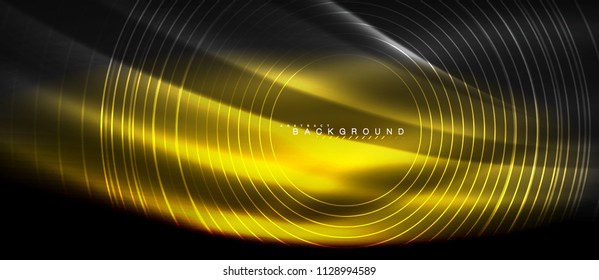 Neon glowing lines, magic energy space light concept, abstract background wallpaper design, vector illustration