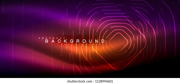 Neon glowing lines, magic energy space light concept, abstract background wallpaper design, vector illustration