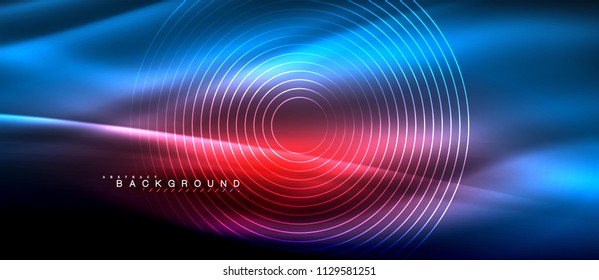 Neon glowing lines, magic energy space light concept, abstract background wallpaper design, vector illustration