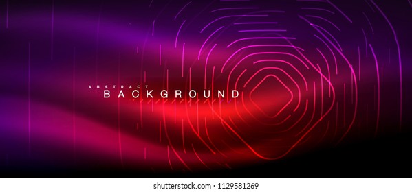 Neon glowing lines, magic energy space light concept, abstract background wallpaper design, vector illustration