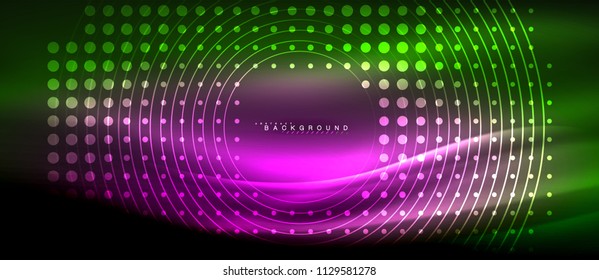 Neon glowing lines, magic energy space light concept, abstract background wallpaper design, vector illustration