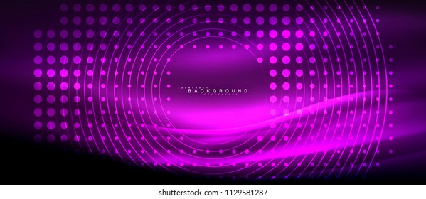 Neon glowing lines, magic energy space light concept, abstract background wallpaper design, vector illustration