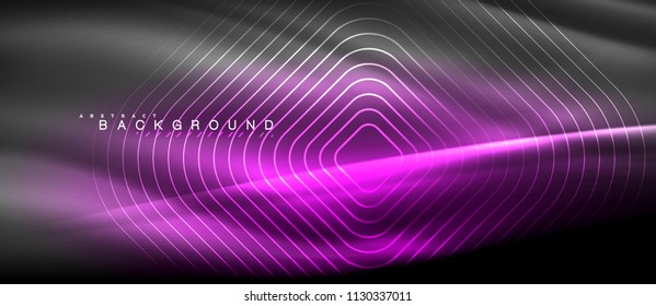 Neon glowing lines, magic energy space light concept, abstract background wallpaper design, vector illustration