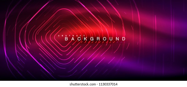 Neon glowing lines, magic energy space light concept, abstract background wallpaper design, vector illustration