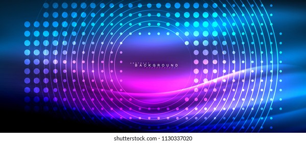 Neon glowing lines, magic energy space light concept, abstract background wallpaper design, vector illustration