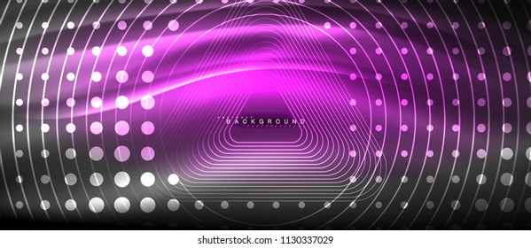 Neon glowing lines, magic energy space light concept, abstract background wallpaper design, vector illustration