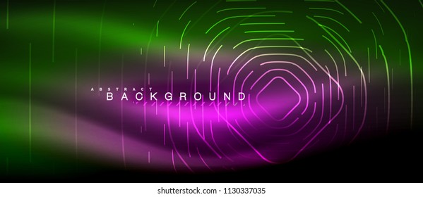 Neon glowing lines, magic energy space light concept, abstract background wallpaper design, vector illustration