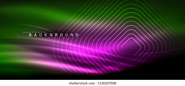 Neonleuchtende Linien, magisches Energieraum-Lichtkonzept, abstrakter Hintergrund, Tapete-Design, Vektorgrafik