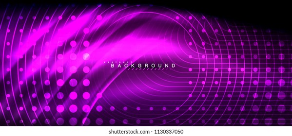 Neonleuchtende Linien, magisches Energieraum-Lichtkonzept, abstrakter Hintergrund, Tapete-Design, Vektorgrafik