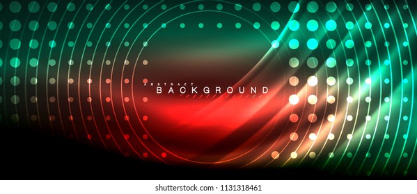 Neon glowing lines, magic energy space light concept, abstract background wallpaper design, vector illustration