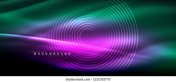 Neon glowing lines, magic energy space light concept, abstract background wallpaper design, vector illustration