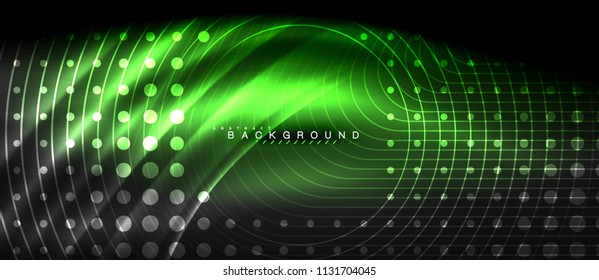 Neon glowing lines, magic energy space light concept, abstract background wallpaper design, vector illustration