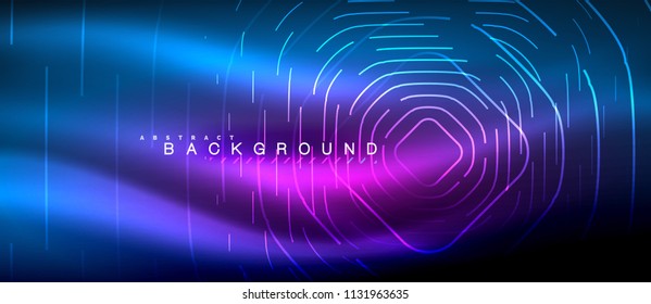 Neon glowing lines, magic energy space light concept, abstract background wallpaper design, vector illustration