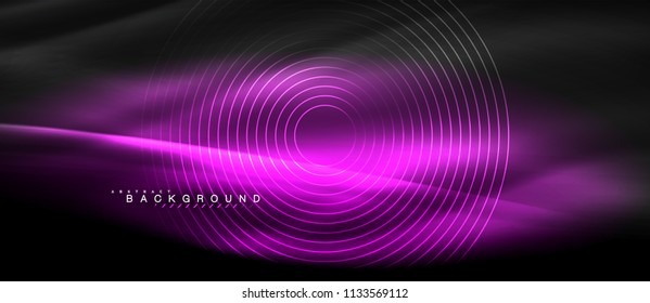 Neon glowing lines, magic energy space light concept, abstract background wallpaper design, vector illustration
