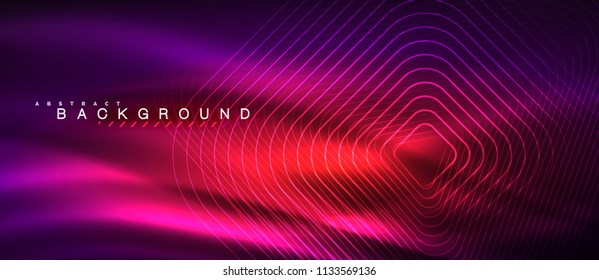 Neon glowing lines, magic energy space light concept, abstract background wallpaper design, vector illustration