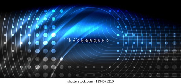 Neon glowing lines, magic energy space light concept, abstract background wallpaper design, vector illustration