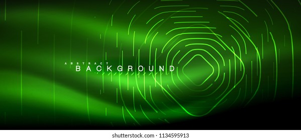 Neon glowing lines, magic energy space light concept, abstract background wallpaper design, vector illustration