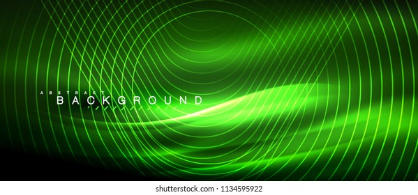 Neon glowing lines, magic energy space light concept, abstract background wallpaper design, vector illustration