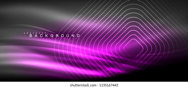 Neon glowing lines, magic energy space light concept, abstract background wallpaper design, vector illustration