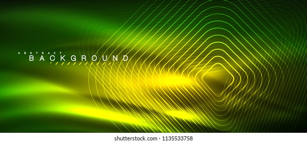 Neon glowing lines, magic energy space light concept, abstract background wallpaper design, vector illustration