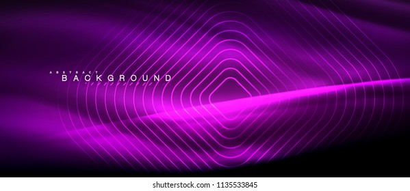 Neon glowing lines, magic energy space light concept, abstract background wallpaper design, vector illustration