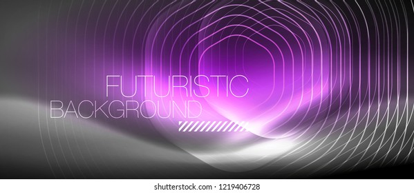 Neon glowing lines, magic energy space light concept, abstract background wallpaper design, vector illustration