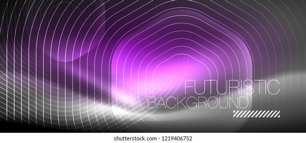 Neon glowing lines, magic energy space light concept, abstract background wallpaper design, vector illustration