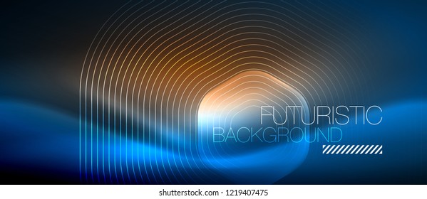 Líneas brillantes de neón, concepto de luz espacial mágica, diseño de fondo abstracto de fondo de fondo, ilustración vectorial