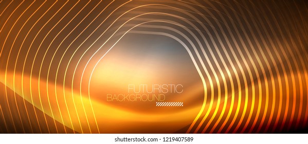 Neon glowing lines, magic energy space light concept, abstract background wallpaper design, vector illustration