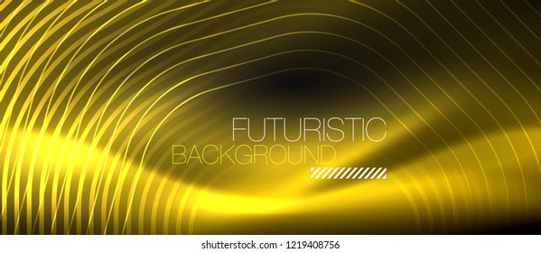 Neon glowing lines, magic energy space light concept, abstract background wallpaper design, vector illustration