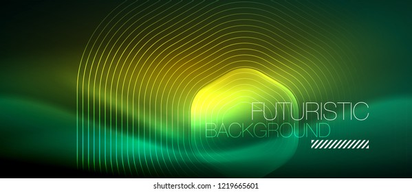 Neonleuchtende Linien, magisches Energieraum-Lichtkonzept, abstrakter Hintergrund, Tapete-Design, Vektorgrafik