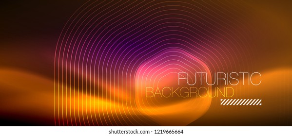 Neon glowing lines, magic energy space light concept, abstract background wallpaper design, vector illustration