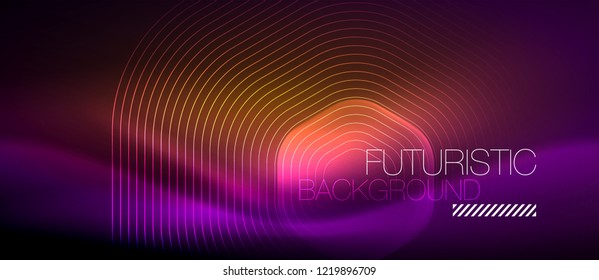 Neon glowing lines, magic energy space light concept, abstract background wallpaper design, vector illustration
