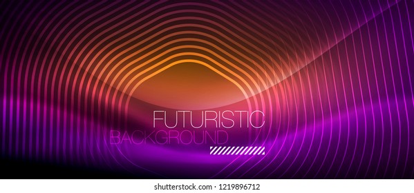 Neon glowing lines, magic energy space light concept, abstract background wallpaper design, vector illustration