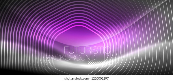 Neon glowing lines, magic energy space light concept, abstract background wallpaper design, vector illustration