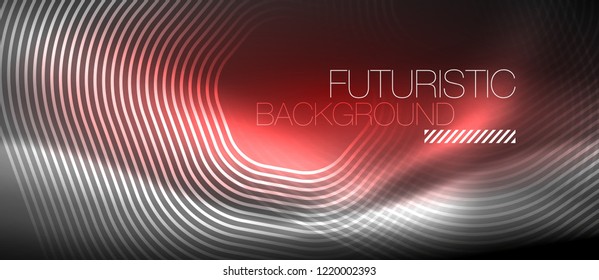 Neon glowing lines, magic energy space light concept, abstract background wallpaper design, vector illustration