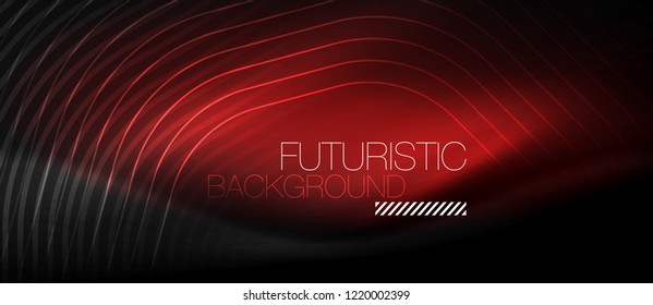 Líneas brillantes de neón, concepto de luz espacial mágica, diseño de fondo abstracto de fondo de fondo, ilustración vectorial