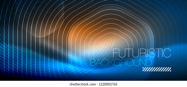 Líneas brillantes de neón, concepto de luz espacial mágica, diseño de fondo abstracto de fondo de fondo, ilustración vectorial