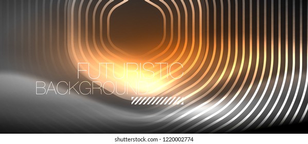 Neon glowing lines, magic energy space light concept, abstract background wallpaper design, vector illustration