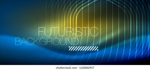 Neonleuchtende Linien, magisches Energieraum-Lichtkonzept, abstrakter Hintergrund, Tapete-Design, Vektorgrafik