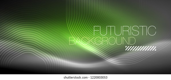 Neon glowing lines, magic energy space light concept, abstract background wallpaper design, vector illustration