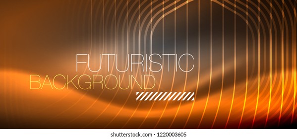 Neon glowing lines, magic energy space light concept, abstract background wallpaper design, vector illustration