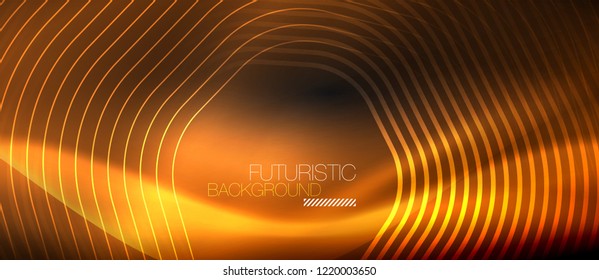 Neon glowing lines, magic energy space light concept, abstract background wallpaper design, vector illustration