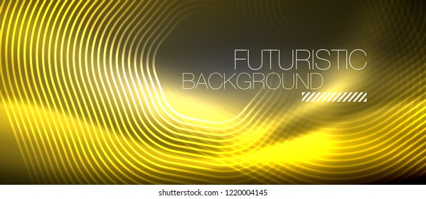 Neon glowing lines, magic energy space light concept, abstract background wallpaper design, vector illustration