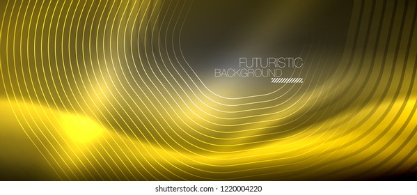 Neon glowing lines, magic energy space light concept, abstract background wallpaper design, vector illustration