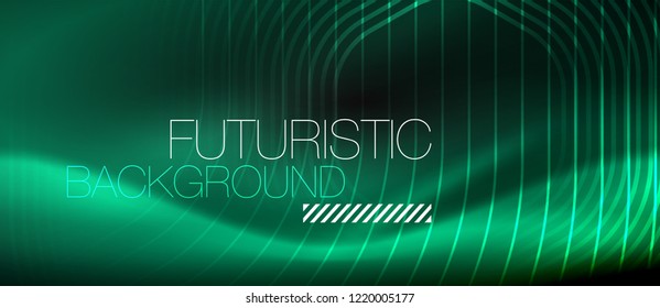 Neon glowing lines, magic energy space light concept, abstract background wallpaper design, vector illustration